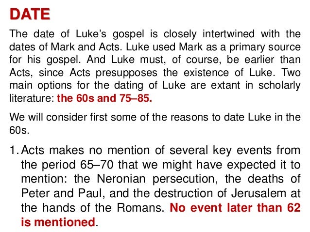 Dating of the gospel of mark